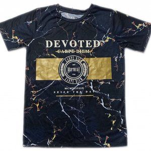 River island Boys Navy Marble Foil Print Short Sleeve T-Shirt